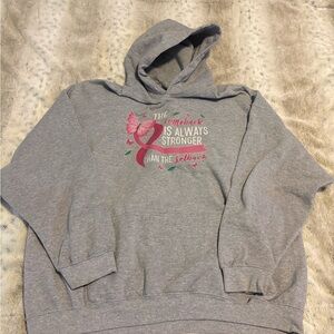 Gildan Gray Hoodie with Pink and Green Accents